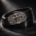 Silver Gothic Cross Buckle Belt | Gothic Accessories by DRIPNOIR