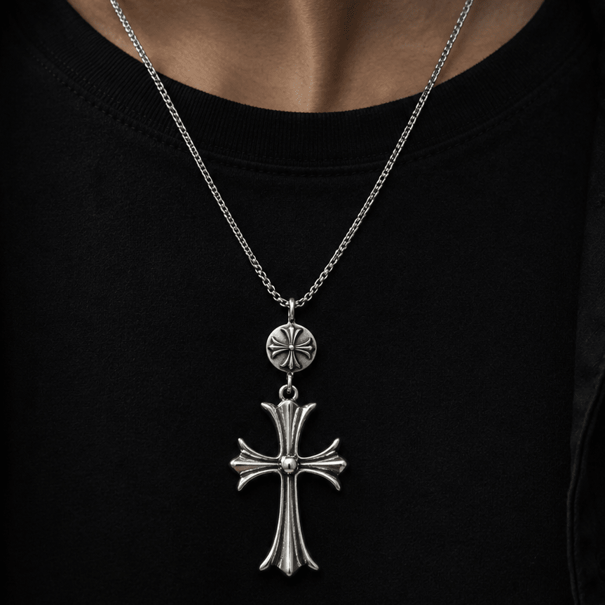 Silver Gothic Cross Pendant Necklace | Gothic Accessories by DRIPNOIR
