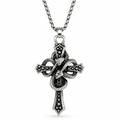 Silver Serpent Cross Pendant Necklace | Gothic Accessories by DRIPNOIR