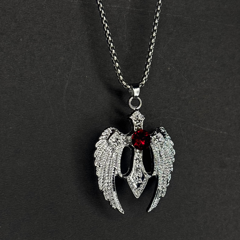 SILVER WING PENDANT W stainless steel chain | Gothic Accessories by DRIPNOIR
