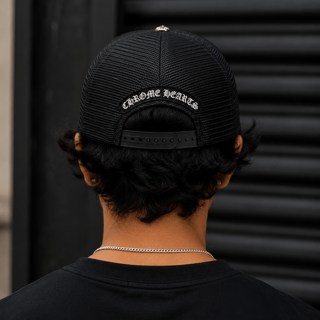 Tricolor Gothic Cross Black Trucker Cap | Gothic Accessories by DRIPNOIR