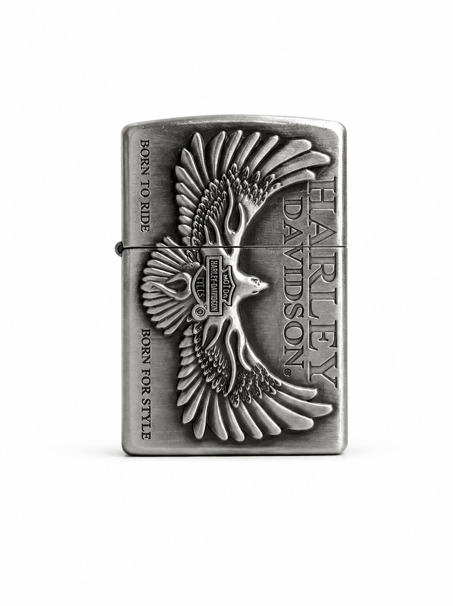 Vintage Eagle Metal Lighter Cover – Silver Finish Refillable Case | Gothic Accessories by DRIPNOIR