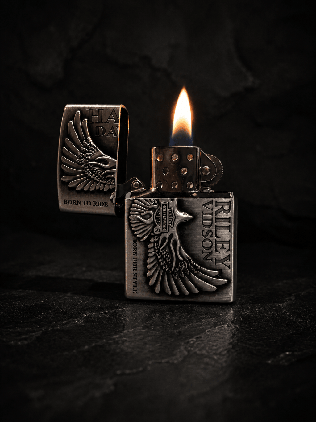 Vintage Eagle Metal Lighter Cover – Silver Finish Refillable Case | Gothic Accessories by DRIPNOIR