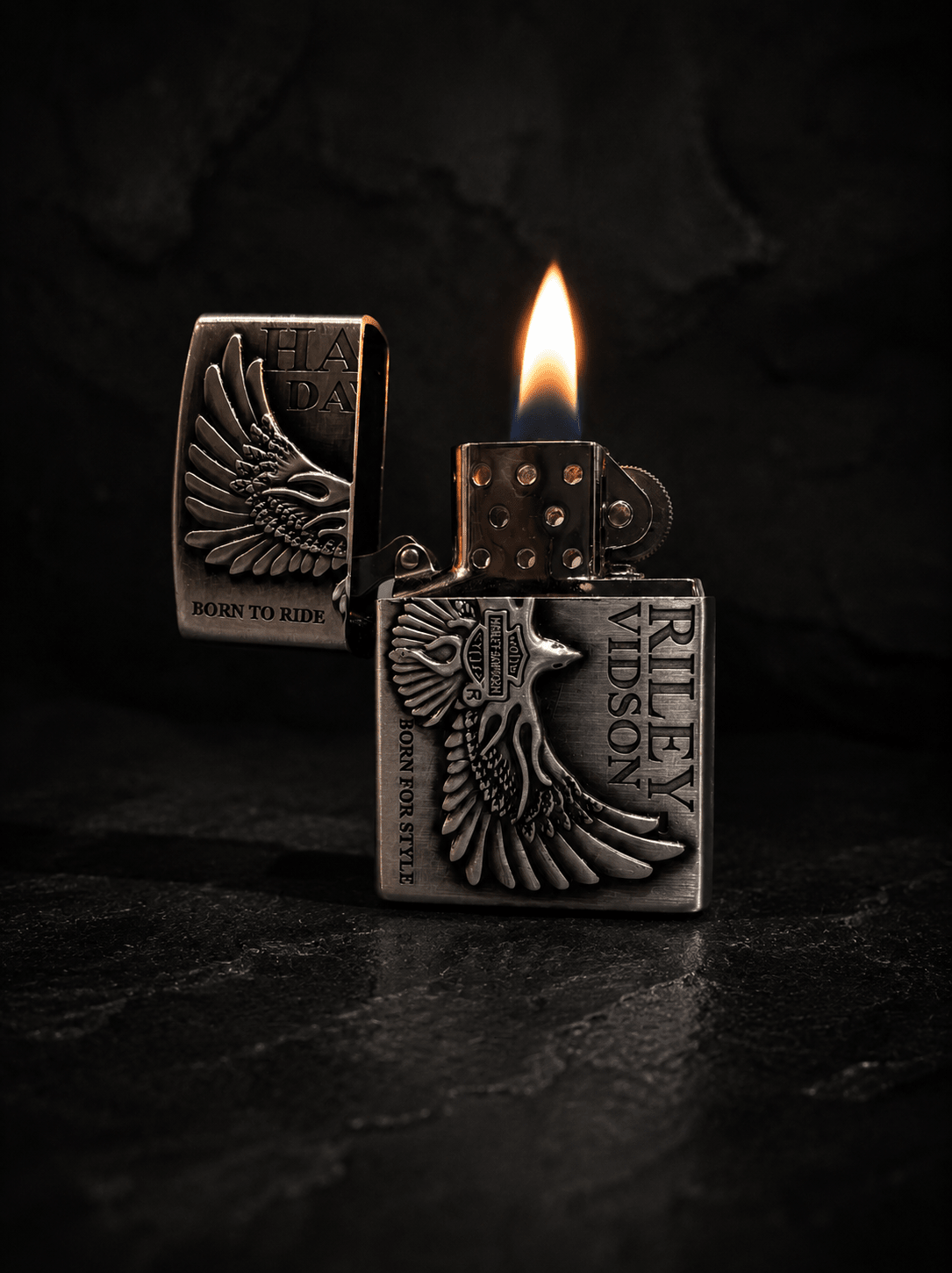 Vintage Eagle Metal Lighter Cover – Silver Finish Refillable Case | Gothic Accessories by DRIPNOIR
